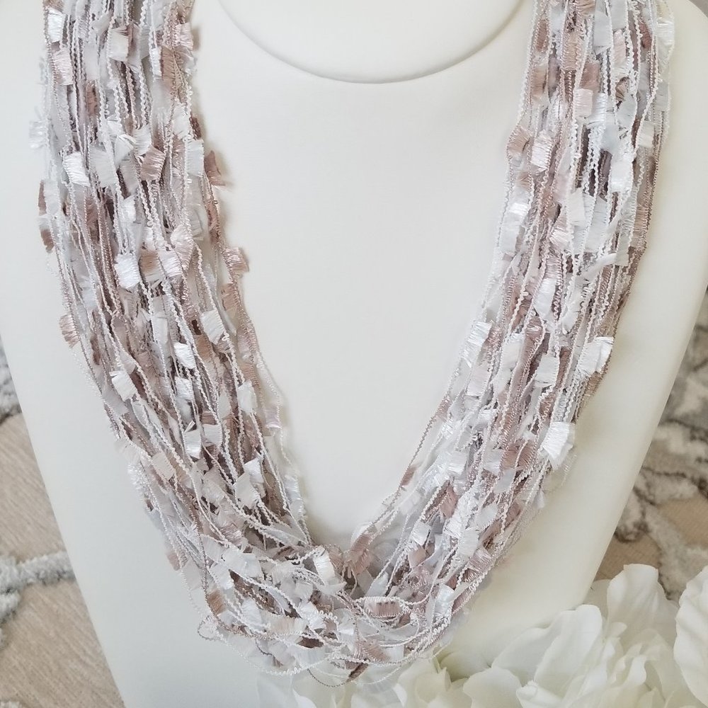 Multi Strand Thread Necklace In Ivory color - Picture 2 of 3